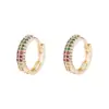 Retro Copper Gold-plated Color Zircon Circle Earrings