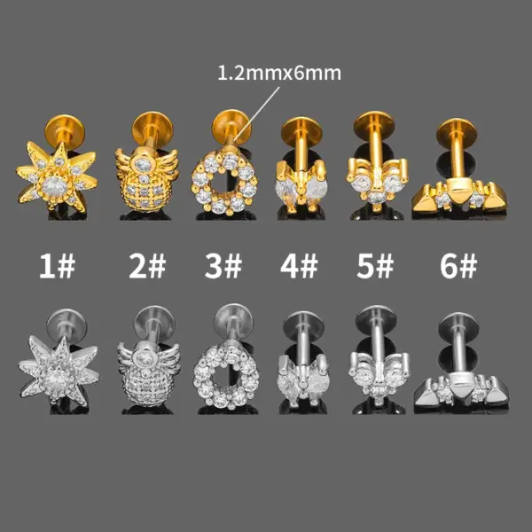Wholesale 1 Piece Lip Rings Retro Classic Style Round Heart Shape Spider 316L Stainless Steel Copper Waterproof Non Tarnish Surgical Steel Zircon Ion Plating (IP) 14K Gold Plated Lip Rings Ear Cartilage Rings & Studs Nose Rings & Studs