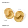 Wholesale 304 Stainless Steel Spiral PVD Coated 18K Real Gold Plated Real Gold Plated 18K Gold Simple Style Classic Style Waterproof Non Tarnish Plating Gold Ear Studs