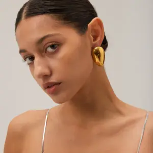 Wholesale Real Gold Plated 304 Stainless Steel PVD Coated Geometric Waterproof Non Tarnish IG Style Ear Studs For Women's