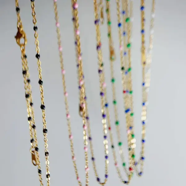 Wholesale 18K Gold Plated 304 Stainless Steel Geometric Enamel Necklace