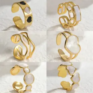 Ig Style Oval Heart Shape Titanium Steel Enamel Open Rings