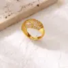 Copper U Shape PVD Coated Zircon Real Gold Plated Simple Style Waterproof Non Tarnish Plating Inlay Open Rings