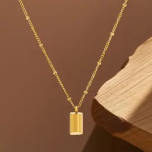 X0154-Small Gold Brick-Necklace- Gold