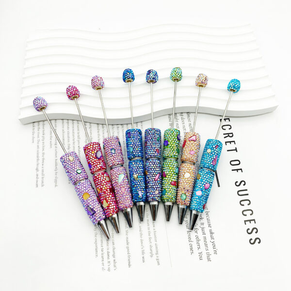 Wholesale Cross-border electroplating colorful shell full diamond beaded pen DIY handmade stick drill ball pen colorful shell stone pen