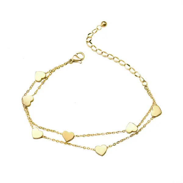 oly-3ab74859f6869b442f275a294e85f1fe Wholesale PVD Coated Real Gold Plated 18K Gold Heart 304 Stainless Steel Fashion Waterproof Non Tarnish 304 Stainless Steel Bracelets
