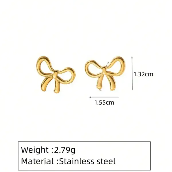 304 Stainless Steel Plastic Bow Knot Electroplating Ion Plating (IP) 18K Gold Plated Imitation Gold Sweet Classic Style Streetwear Waterproof Non Tarnish Jewelry Set