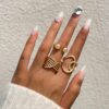 Wholesale Vintage Cross Spiral Gold Open Ring Set