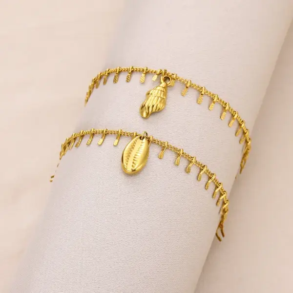 1 Piece Simple Style Conch Eye Shell 304 Stainless Steel Artificial Pearl Waterproof Non Tarnish PVD Coated Real Gold Plated Women's Anklet