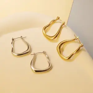 Wholesale 1 Pair Simple Style U Shape Plating 304 Stainless Steel 18K Gold Plated Earrings