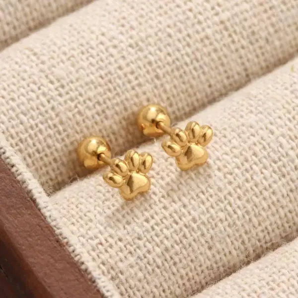 Wholesale Moon Pattern Valentine's Day Stud Earrings For Unisex, 304 Stainless Steel With 18K Real Gold Plated 0.03µm Thickness And Zircon Inlay