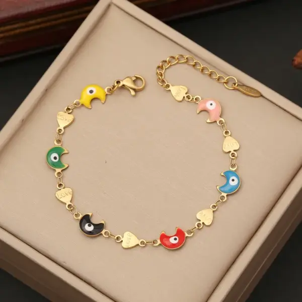 Wholesale 1 Piece Fashion Devil's Eye Heart Shape Stainless Steel Plating Bracelets