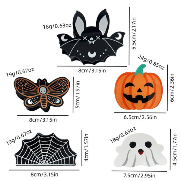 Wholesale Cross-Border Halloween Funny Pumpkin Clip Butterfly Skull Hairpin Back of Head Hair Bat Ponytail Clip Hair Accessory