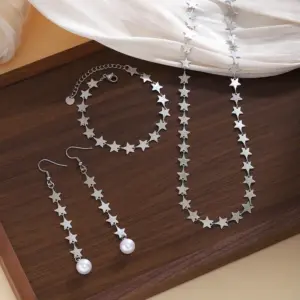 Silver / Average Size / 1 set of star jewelry set