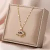 Wholesale PVD Coated 18K Gold Plated Eye Stainless Steel Vintage Style Waterproof Non Tarnish 304 Stainless Steel Pendant Necklace