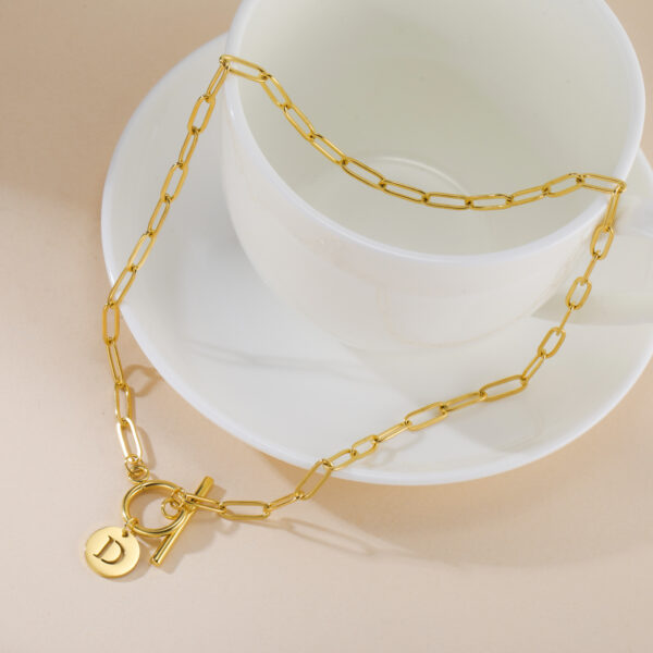 Wholesale Foreign trade new European and American 26 letters pendant necklace ins304 stainless steel OT buckle all-match clip clavicle chain