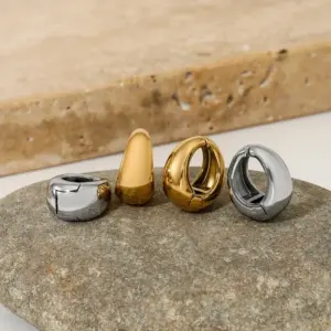 Wholesale PVD Coated Real Gold Plated 16K Gold White Gold Plated Solid Color 304 Stainless Steel Modern Style Artistic Waterproof Non Tarnish Ear Cuffs