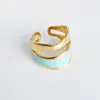 Wholesale 304 Stainless Steel Geometric PVD Coated 14K Gold Plated Casual Simple Style Waterproof Non Tarnish Enamel Plating Gold Open Rings