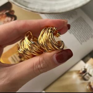 Wholesale High-end luxury C- shaped niche metal heavy industry retro trend European and American 2025 new design feeling temperament ear ring