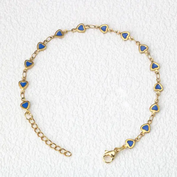 Ion Plating (IP) 18K Gold Plated Heart Shape 304 Stainless Steel Simple Style Waterproof Non Tarnish 304 Stainless Steel Bracelets