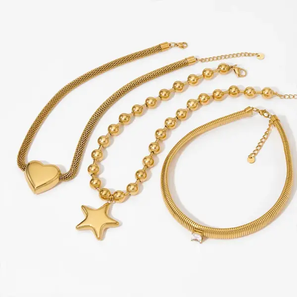 Wholesale Stainless Steel Geometric Exaggerated Style Trendy Pendant Necklace For Women, Unique Hip-Hop Fashion High-Quality Non-Fading Jewelry Wholesale