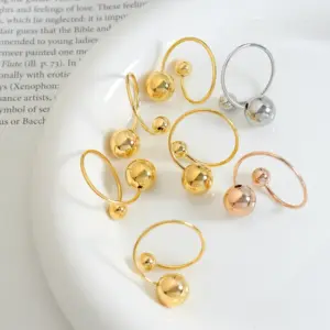 Wholesale Jewelry Simple Style Round Solid Color Titanium Steel 18K Gold Plated Open Rings