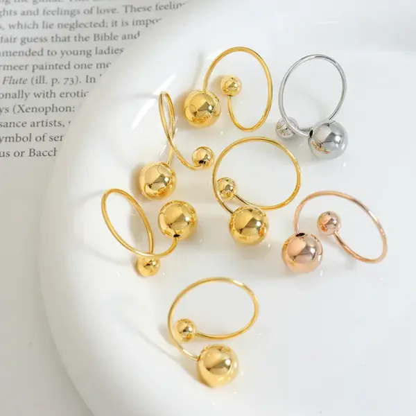 Wholesale Jewelry Simple Style Round Solid Color Titanium Steel 18K Gold Plated Open Rings