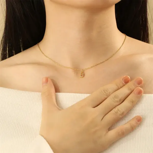 Wholesale Jewelry Fashion Letter Copper Diamond Necklace