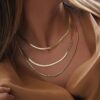 Wholesale Stainless Steel Snake Flat Chain Snake Chain for Women and Men Simple Gold Necklace 2022 Popular Snake Bone Stainless Steel Plain Chain Necklace