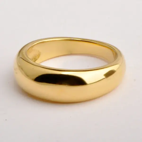 Wholesale PVD Coated Real Gold Plated 18K Gold Solid Color Stainless Steel Simple Style Waterproof Non Tarnish Rings