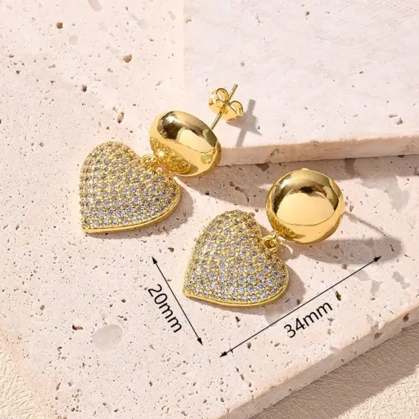 Wholesale 1 Pair IG Style Vacation Modern Style Heart Shape lishing Plating Inlay Copper Zircon 18K Gold Plated White Gold Plated Ear Studs