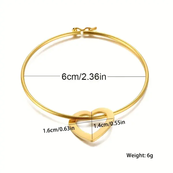 304 Stainless Steel Stainless Steel Heart Shape PVD Coated 18K Real Gold Plated Simple Style Commute Plating Bangle