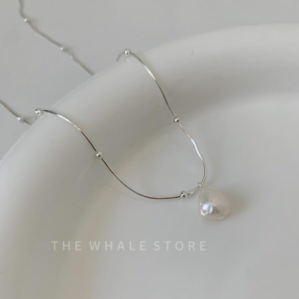 oly-3afd1f468b14a5966127ef77b4ba7ebb Wholesale Korean Style Simple Plain Silver Natural Freshwater Pearl Necklace S925 Silver Summer All-match Elegant Clavicle Chain for Girlfriend