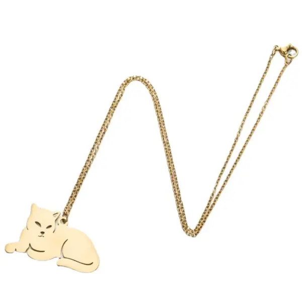 Wholesale Jewelry Fashion Cat 201 Stainless Steel 18K Gold Plated Plating Stainless Steel Necklaces