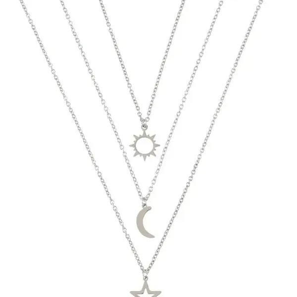 Wholesale New Stainless Steel Sun Moon Star Necklace European And American Personality Pendent Necklace