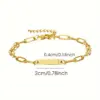 Wholesale 304 Stainless Steel Square Ion Plating (IP) 18K Real Gold Plated Simple Style Classic Style Waterproof Non Tarnish Paperclip Chain Bracelets