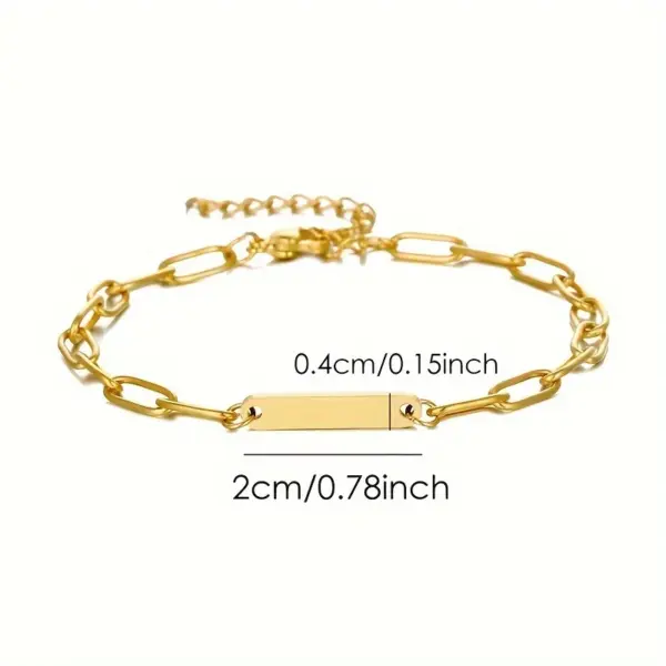 Wholesale 304 Stainless Steel Square Ion Plating (IP) 18K Real Gold Plated Simple Style Classic Style Waterproof Non Tarnish Paperclip Chain Bracelets