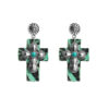 oly-3b078cd1abbc142294633f5b154f6ebb Wholesale Exaerated Cross Earrings with Inlaid Turquoise Leather