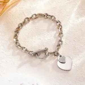 7716 Diamond OT Buckle Bracelet / Silver