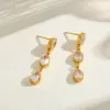 Wholesale 18K Gold Plated Stainless Steel Zirconia Tear Drop Multi-Pendent Earrings Elegant Casual Fashion Jewelry For Women