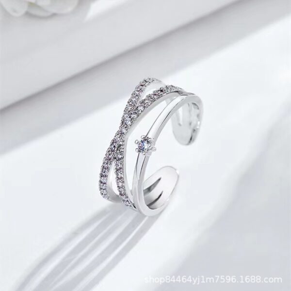 oly-3b0dd78a39804001871fbe4dd9506ff6 Wholesale Personalized niche female adjustable open fashion cross double layer zircon ring female Korean fashion index finger ring