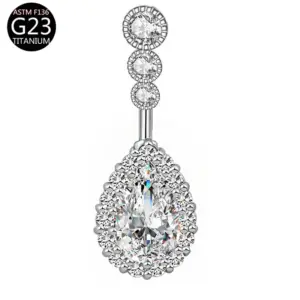 Silver-White Zirconium-Three Zirconium Water Drop Style