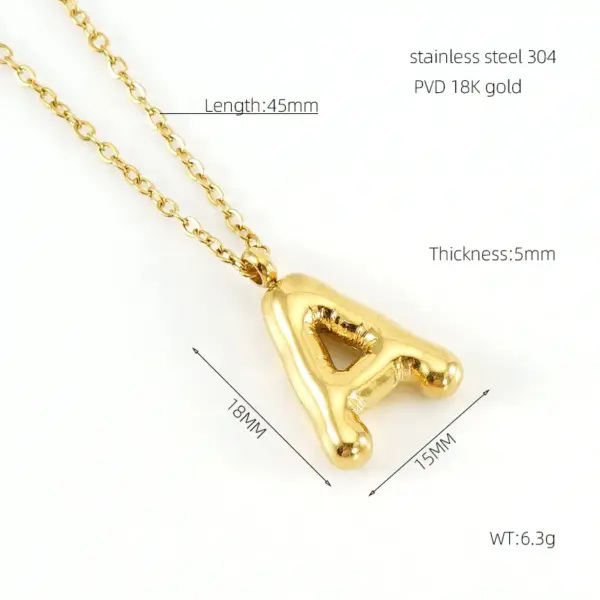 Wholesale PVD Coated 18K Gold Plated Letter 304 Stainless Steel Simple Style Waterproof Non Tarnish 304 Stainless Steel Pendant Necklace