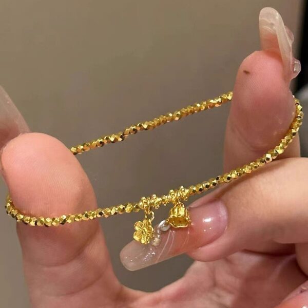 oly-3b12069c0f1817976fa1f29897eb4c8f Wholesale Ser Shiny Gold Small Lily-of-the-valley Flower Bracelet Women's Niche Design Light Luxury High-grade Distinctive Didi Ball Beaded Jewelry