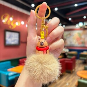 Brown fur ball [red scarf] / 8.6*5.5cm
