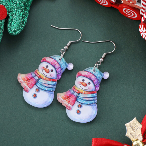 Wholesale Christmas Funny Gingerbread Man Scarf Snowman Pendant Earrings