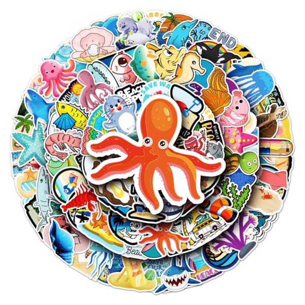 Wholesale 100 sheets of non-repetitive cartoon marine biological cross-border laptop luggage scooter decorative stickers