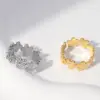 Wholesale PVD Coated Real Gold Plated Flower Stainless Steel Sweet Waterproof Non Tarnish Rings