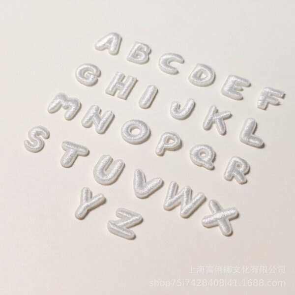 oly-3b1a9c6a4e5fbc62bf4c8d0a169bfff7 Wholesale 1cm Mini White Letter English 26 Letters Embroidered Cloth Sticker Handmade DIY Decorative Sticker Ironing Sticker