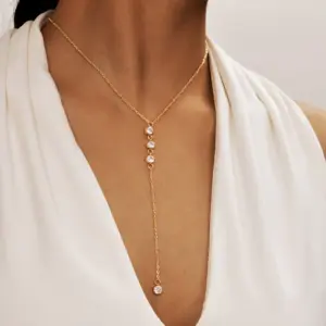 Wholesale Ion Plating (IP) Tassel Chain 201 Stainless Steel Elegant Streetwear Waterproof Non Tarnish 201 Stainless Steel Pendant Necklace